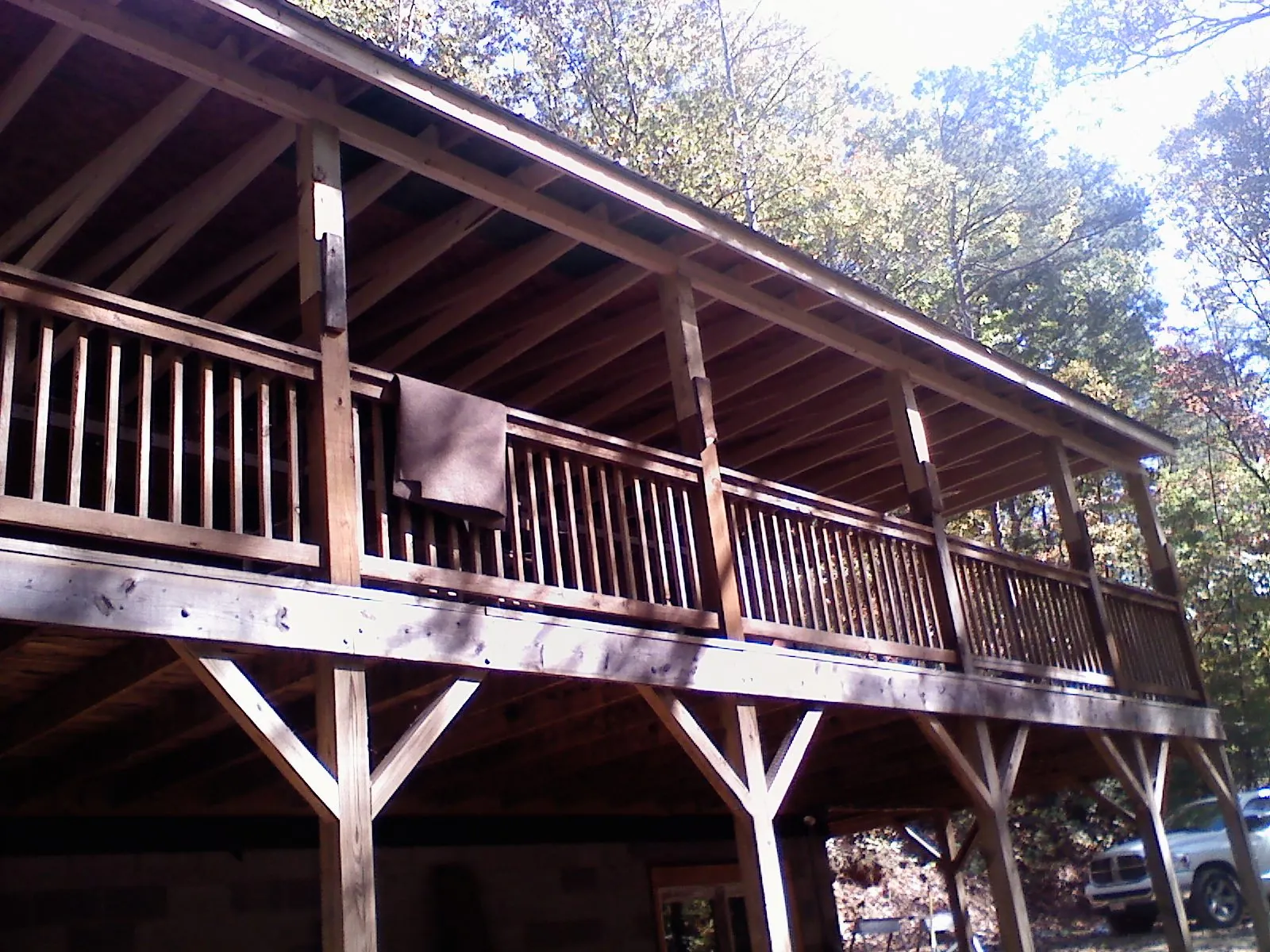 Timber framing under a new elevated porch and deck — Roof Leak Repair in Montgomery Village by Roofing Brothers